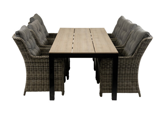 7-delige tuinset | 6 Dublin tuinstoelen (AG) | 225 cm Cyprus tuintafel (Wood)