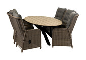 7-delige tuinset | 6 Dublin verstelbare stoelen | 220cm ovale Cyprus tuintafel