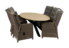 7-delige tuinset | 6 Dublin verstelbare stoelen | 220cm ovale Cyprus tuintafel