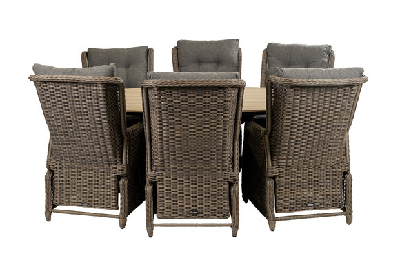 7-delige tuinset | 6 Dublin verstelbare stoelen (SW) | 220cm ovale Cyprus tuintafel (Wood)