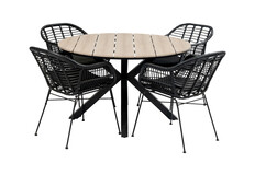 5-delige ronde tuinset | 4 Oslo dining tuinstoelen | ⌀ 120cm Cyprus tuintafel