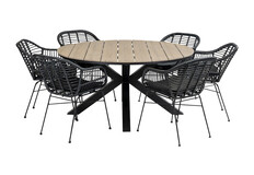 7-delige ronde tuinset | 6 Oslo dining tuinstoelen | ⌀ 150cm Cyprus tuintafel