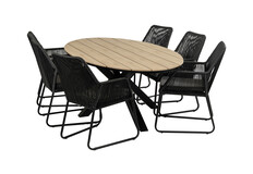 7-delige tuinset | 6 Mona tuinstoelen | 220cm ovale Cyprus tuintafel