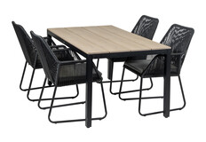 5-delige tuinset | 4 Mona tuinstoelen | 160cm Cyprus tuintafel