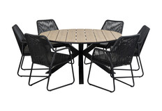 7-delige ronde tuinset | 6 Mona tuinstoelen | ⌀150cm Cyprus tuintafel