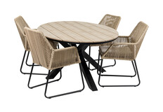 5-delige tuinset | 4 Mona tuinstoelen | 180cm ovale Cyprus tuintafel
