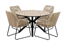 5-delige ronde tuinset | 4 Mona tuinstoelen | ⌀120cm Cyprus tuintafel