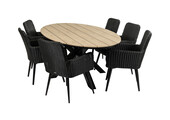 7-delige tuinset | 6 Pisa tuinstoelen | 220cm ovale Cyprus tuintafel