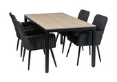 5-delige tuinset | 4 Pisa stoelen | 160cm Cyprus tuintafel