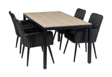 5-delige tuinset | 4 Pisa stoelen | 160cm Cyprus tuintafel