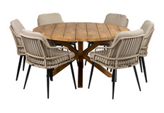 7-delige ronde tuinset | 6 Isabel tuinstoelen | ø150cm Ayra  tuintafel