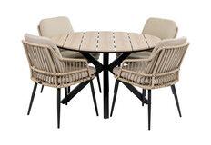 5-delige ronde tuinset | 4 Isabel tuinstoelen | ø120cm Cyprus tuintafel