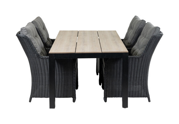 5-delige tuinset | 4 Dublin tuinstoelen (BL) | 180 Cyprus tuintafel (Wood)