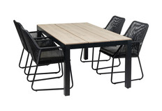 5-delige tuinset | 4 Mona tuinstoelen | 180cm Cyprus tuintafel