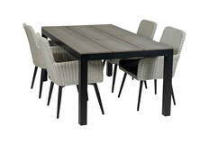 5-delige tuinset | 4 Pisa stoelen | 180cm Cyprus tuintafel