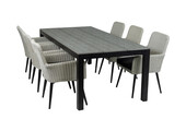 7-delige tuinset | 6 Pisa stoelen | 225cm Cyprus tuintafel