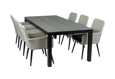 7-delige tuinset | 6 Pisa stoelen | 225cm Cyprus tuintafel