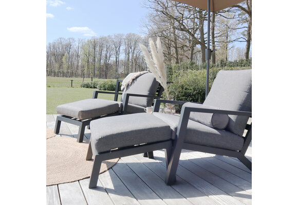 Bezano Loungestoel | Grey + Voetenbank Bezano | Grey