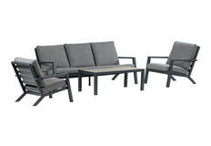 Stoel-bank Loungeset Bezano | met 3-persoonsbank | Aluminium