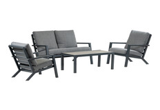 Stoel-bank Loungeset Bezano | met 2-persoonsbank | Aluminium