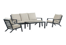 Stoel-bank Loungeset Bezano | met 3-persoonsbank | Aluminium