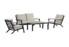 Stoel-bank Loungeset Bezano | met 2-persoonsbank | Aluminium