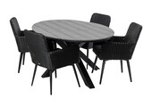 5-delige tuinset | 4 Pisa tuinstoelen | 180cm ovale Cyprus tuintafel