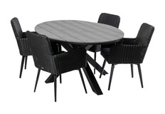 5-delige tuinset | 4 Pisa tuinstoelen | 180cm ovale Cyprus tuintafel