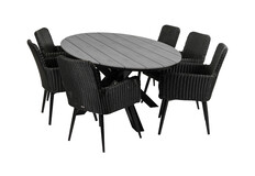 7-delige tuinset | 6 Pisa tuinstoelen | 220cm ovale Cyprus tuintafel