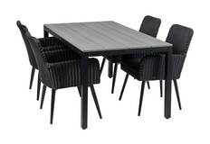 5-delige tuinset | 4 Pisa stoelen | 160cm Cyprus tuintafel