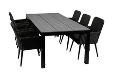 7-delige tuinset | 6 Pisa stoelen | 225cm Cyprus tuintafel