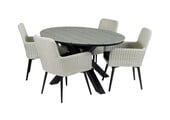 5-delige tuinset | 4 Pisa tuinstoelen | 180cm ovale Cyprus tuintafel