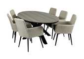 7-delige tuinset | 6 Pisa tuinstoelen | 220cm ovale Cyprus tuintafel
