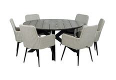 7-delige ronde tuinset | 6 Pisa tuinstoelen | ⌀150cm Cyprus tuintafel
