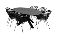7-delige tuinset | 6 Oslo dining tuinstoelen | 220cm ovale Cyprus tuintafel