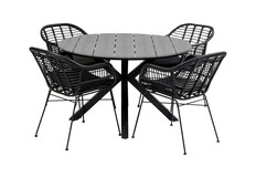 5-delige ronde tuinset | 4 Oslo dining tuinstoelen | ⌀120cm Cyprus tuintafel