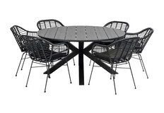 7-delige ronde tuinset | 6 Oslo dining tuinstoelen | ⌀ 150cm Cyprus tuintafel