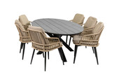 7-delige tuinset | 6 Isabel stoelen | 220cm ovale Cyprus tuintafel