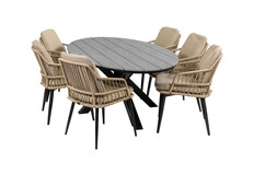 7-delige tuinset | 6 Isabel stoelen | 220cm ovale Cyprus tuintafel