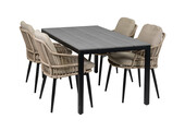 5-delige tuinset | 4 Isabel stoelen | 160cm Cyprus tuintafel