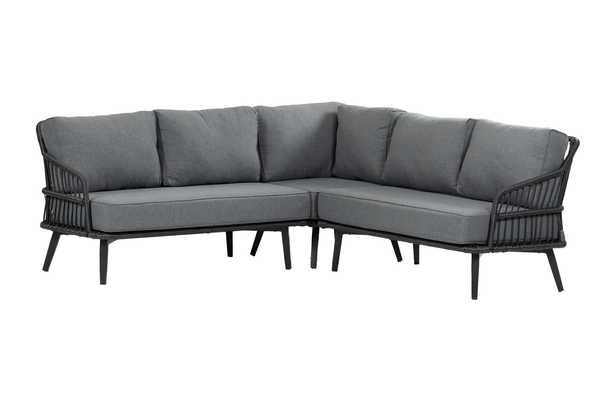 4 Seizoenen Tuinmeubelen Hoek Loungebank Isabel | 3-delig | Black/Black  | Rope