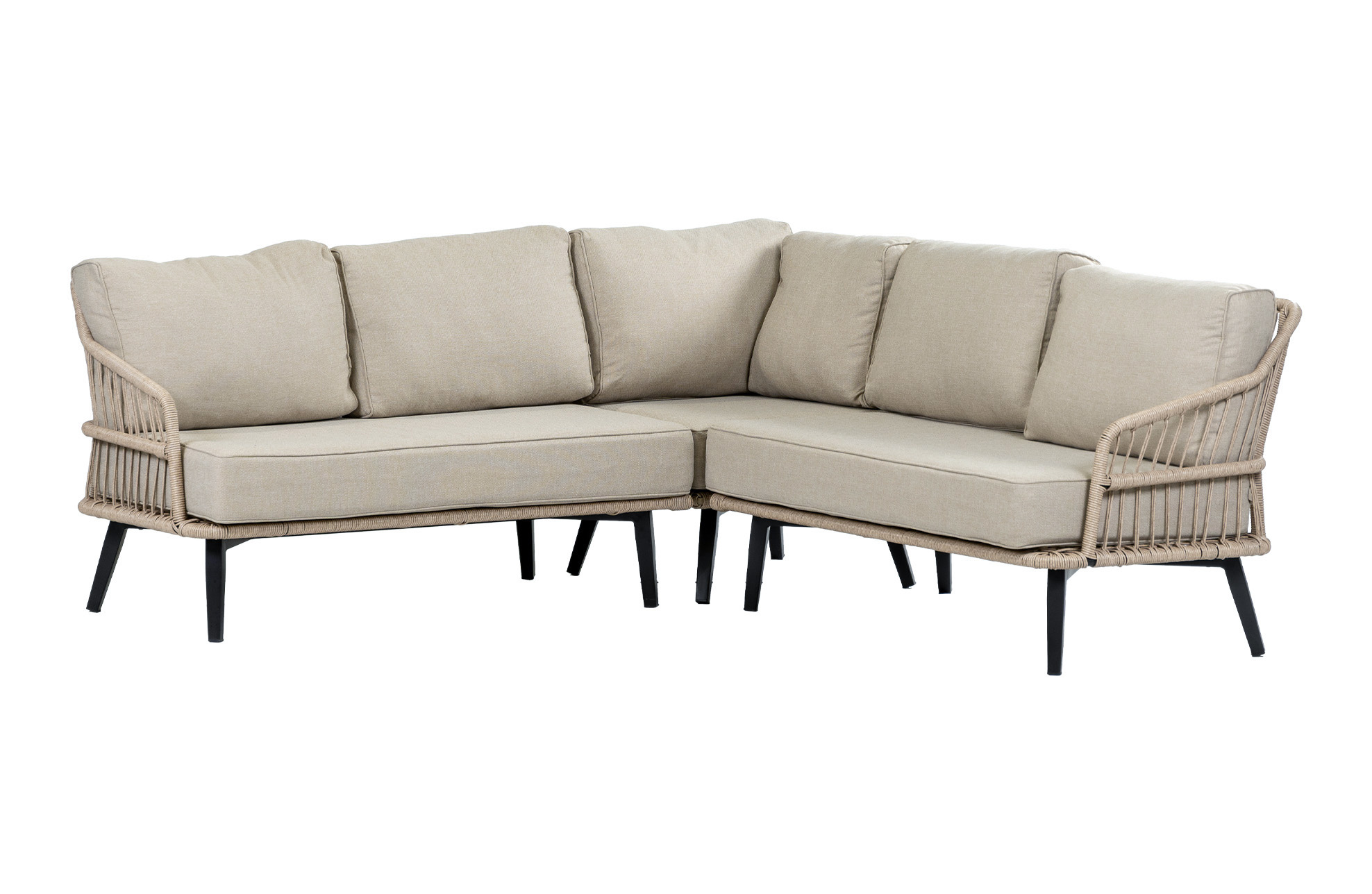 4 Seizoenen Tuinmeubelen Hoek Loungebank Isabel | 3-delig | Sand/Black  | Rope