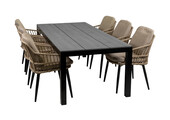 7-delige tuinset | 6 Isabel stoelen | 225cm Cyprus tuintafel