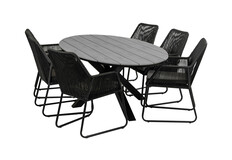 7-delige tuinset | 6 Mona tuinstoelen | 220cm ovale Cyprus tuintafel