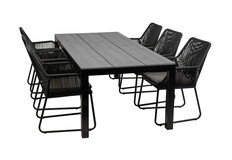 7-delige tuinset | 6 Mona tuinstoelen | 225cm Cyprus tuintafel