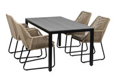 5-delige tuinset | 4 Mona tuinstoelen | 160cm Cyprus tuintafel