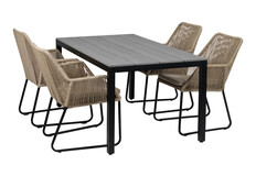 5-delige tuinset | 4 Mona tuinstoelen | 160cm Cyprus tuintafel