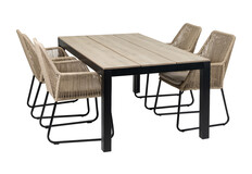 5-delige tuinset | 4 Mona tuinstoelen | 180cm Cyprus tuintafel