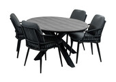 5-delige tuinset | 4 Isabel tuinstoelen | 180 cm ovale Cyprus tuintafel