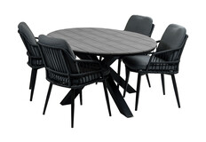 5-delige tuinset | 4 Isabel tuinstoelen | 180 cm ovale Cyprus tuintafel